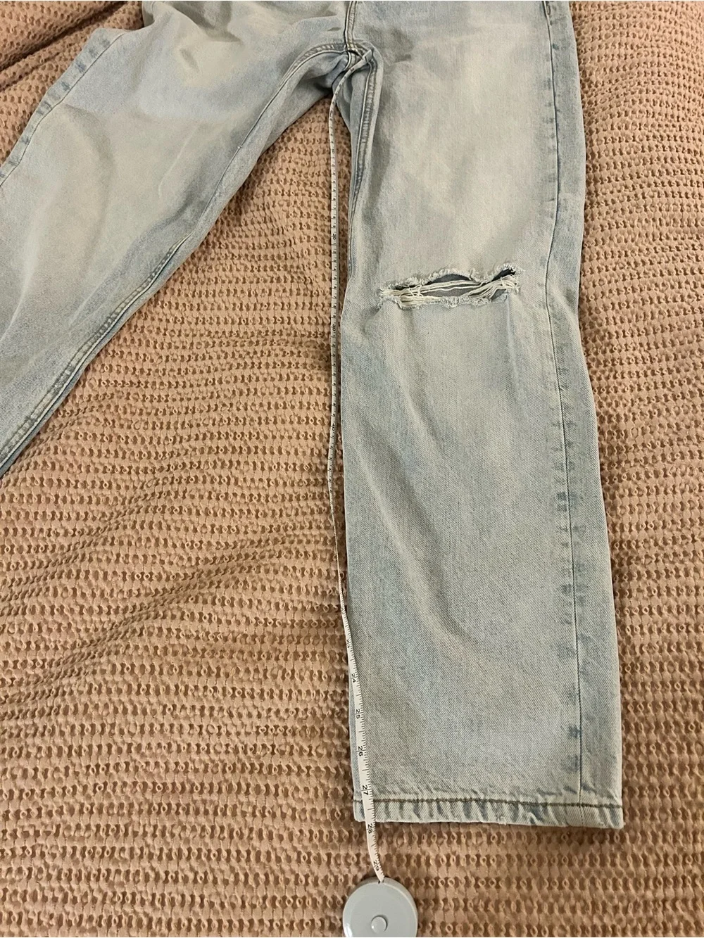Light Wash Ripped Straight-Leg Jeans